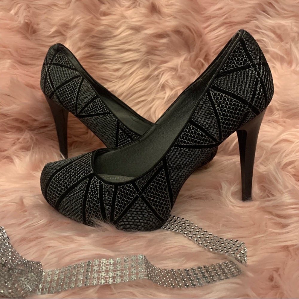 Black & Silver Platform Heels